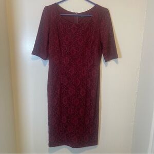 Mikarose maroon lace midi dress women's‎ size medium